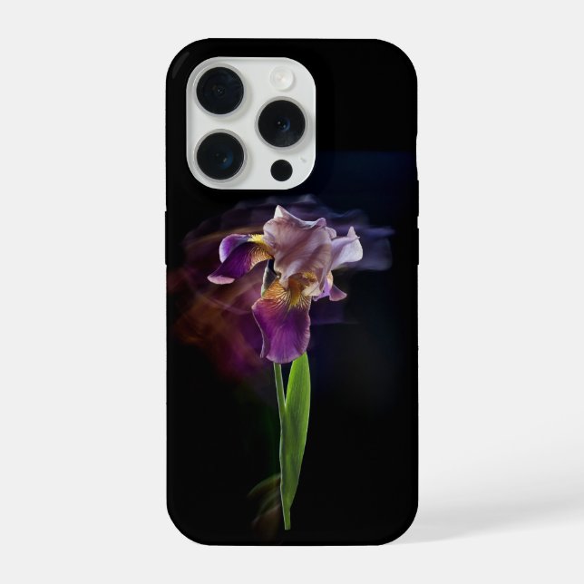 Coque iPhone Fleur d'iris abstraite – Art floral élégant (Verso)
