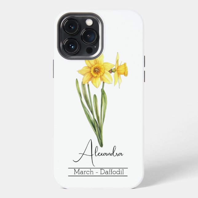 Coque iPhone Fleur du mois de naissance mars Daffodique acryliq (Verso)