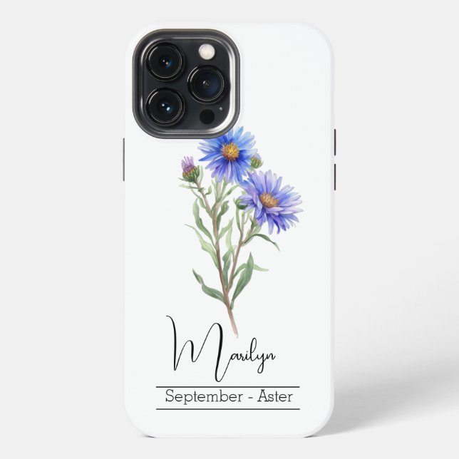 Coque iPhone Fleur du mois de naissance Septembre Aster (Verso)