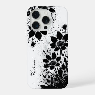Coque iPhone 15 Pro Fleur éclaboussée d'encre