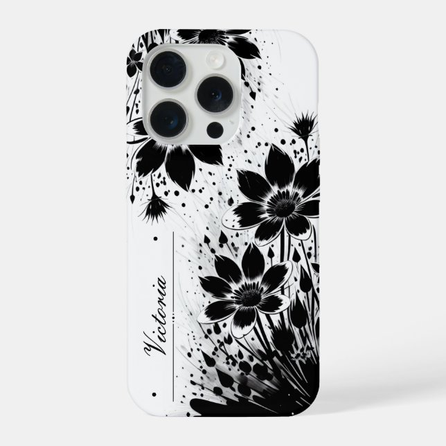 Coque iPhone Fleur éclaboussée d'encre (Verso)