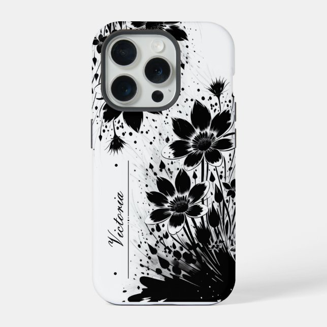 Coque iPhone Fleur éclaboussée d'encre (Verso)