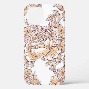 Coque iPhone 12 Fleur en fleurs. Élégance abstraite en motif sans