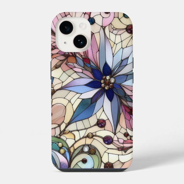 Coque iPhone Fleur en verre coloré  (Verso)