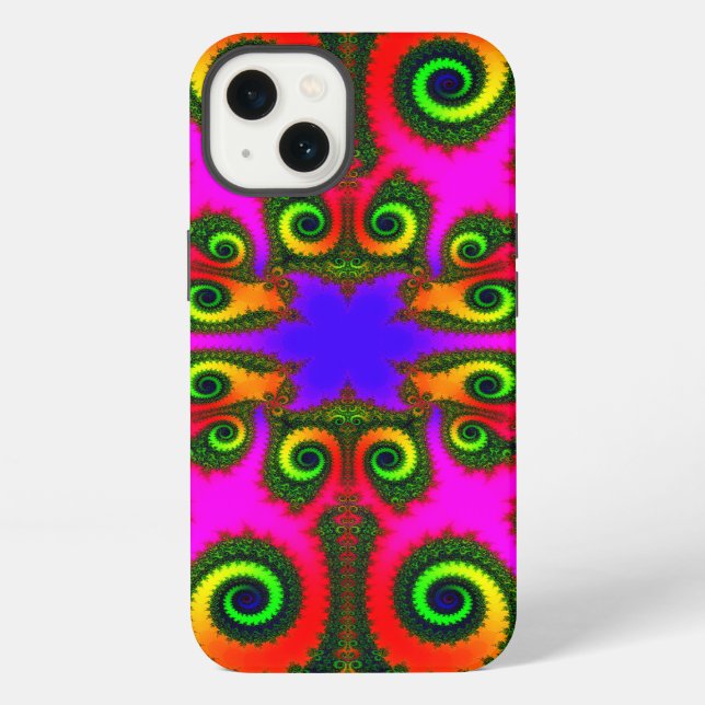 Coque iPhone Fleur fractale de phénix abstrait (Verso)