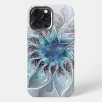 Fleur fractale moderne abstraite avec du bleu