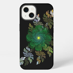 Etui iPhone 13 Fleur fractale verte