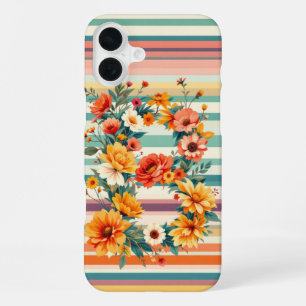 Coque iPhone 16 Plus fleur Grandes Rétro (B)