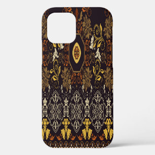 Coque iPhone 12 Fleur Indien : rayé coloré sans couture.