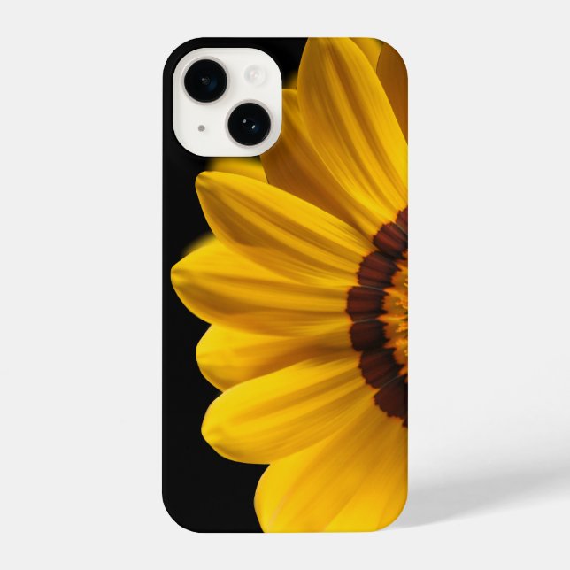 Coque iPhone Fleur jaune sur arrière - plan noir (Verso)
