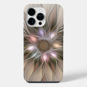 Coque Pour Pour iPhone 14 Pro Max Fleur joyeuse abstraite beige marron floral fracta