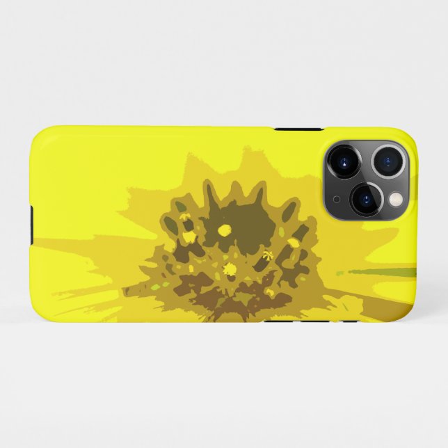 Coque iPhone Fleur marguerite Abstraite en jaune vif coloré (Dos Horizontal)