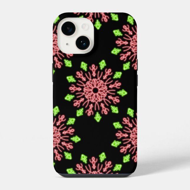 Coque iPhone Fleur néon rouge et verte  (Verso)