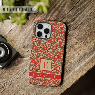 Coque iPhone 15 Pro Max Fleur personnalisable beige marron floral rouge vi