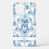 Fleur personnalisée Rococo français bleu et blanc