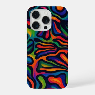 Coque iPhone 15 Pro Fleur psychédélique abstraite - Rétro groovy des a