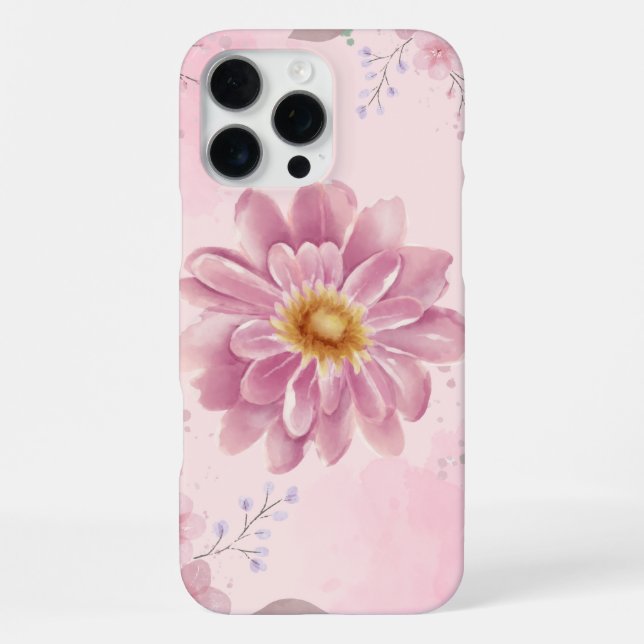 Coque iPhone 'Fleur Rose Aquarelle Douce' iPhone 16 Pro Max  (Verso)