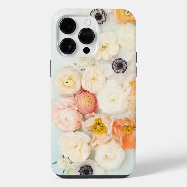Coque iPhone Fleur rose de ranuculus d'anémone de pavot moderne (Verso)