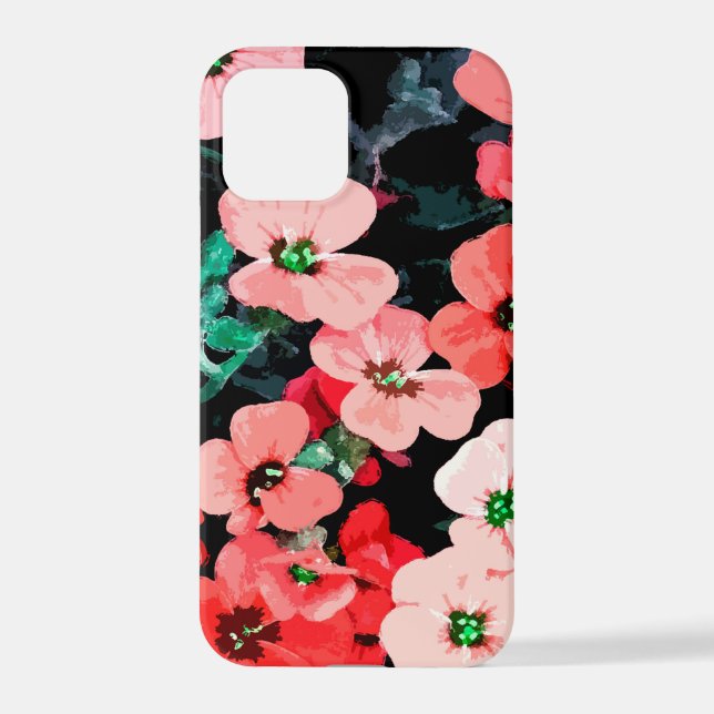 Coque iPhone Fleur rouge aquarelle (Verso)