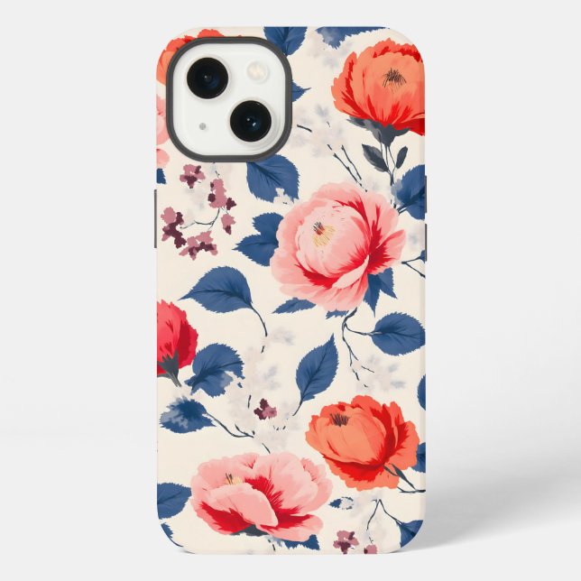 Coque iPhone Fleur Rouge Corail (Verso)