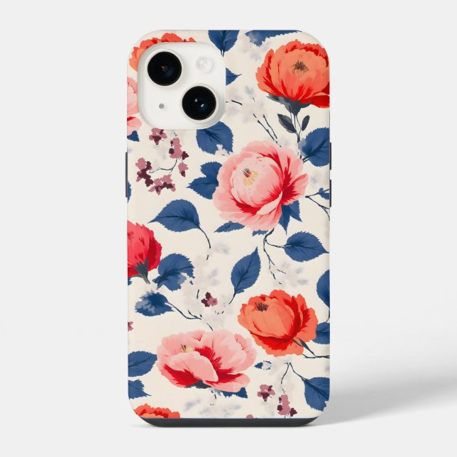 Coque iPhone Fleur Rouge Corail (Verso)