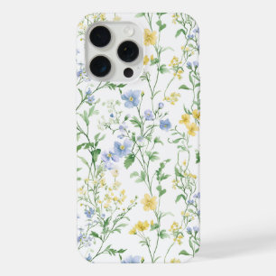 Coque iPhone 15 Pro Max Fleur sauvage aquarelle bleue