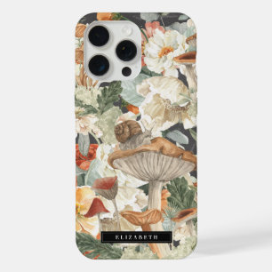 Coque iPhone 15 Pro Max Fleur Sauvage Champignon Monogramme de la Forêt