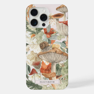 Coque iPhone 15 Pro Max Fleur Sauvage Champignon Monogramme de la Forêt