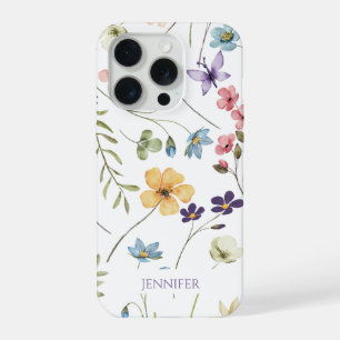 Coque iPhone 15 Pro Fleur Sauvage Élégante Fleur Fleur Personnalisé