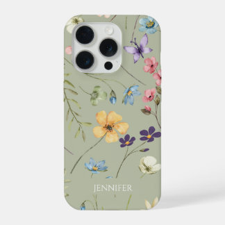 Coque iPhone 15 Pro Fleur Sauvage Élégante Fleur Fleur Personnalisé