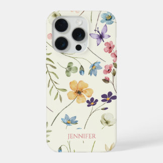 Coque iPhone 15 Pro Fleur Sauvage Élégante Fleur Florale Personnalisée