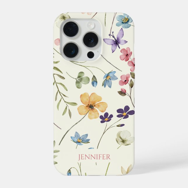 Coque iPhone Fleur Sauvage Élégante Fleur Florale Personnalisée (Verso)