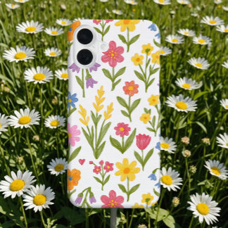 Coque iPhone 16 Plus Fleur Sauvage Floral Mignon Coloré Doodle Sur Fond