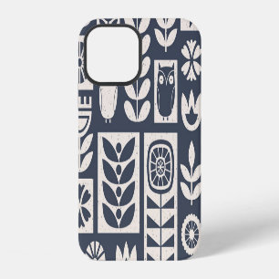 Coque iPhone 12 Fleur scandinave : Blanc, Bleu, Minimaliste.
