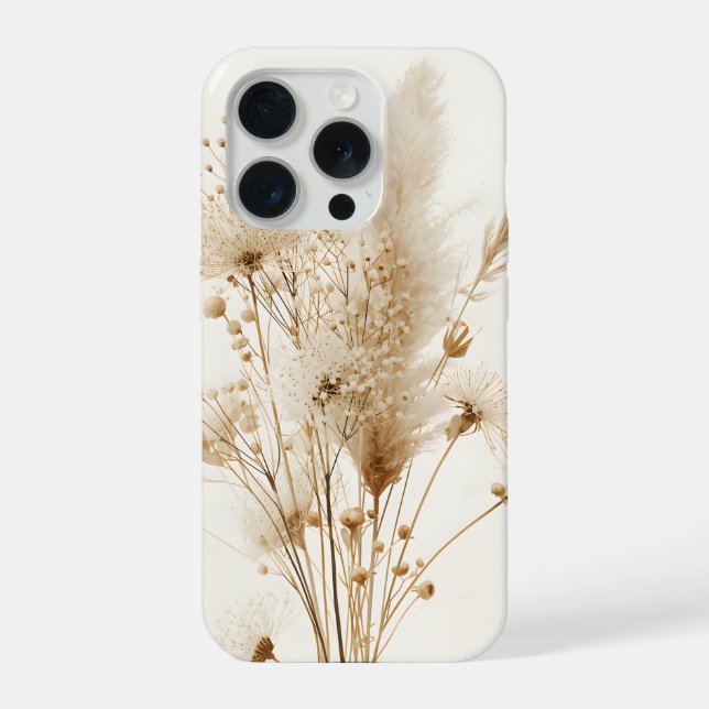Coque iPhone Fleur Séchée Botanique Beige (Verso)