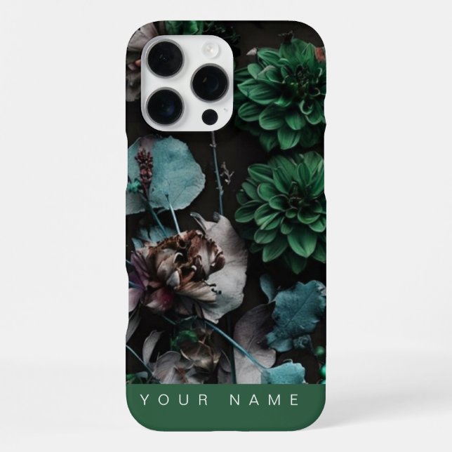Coque iPhone Fleur sombre vert foncé (Verso)
