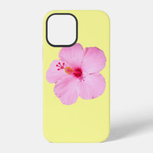 Coque iPhone 12 Fleur tropicale d'hibiscus rose