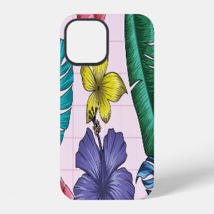 Coque iPhone 12 Fleur tropicale : motif feuille sans soudure