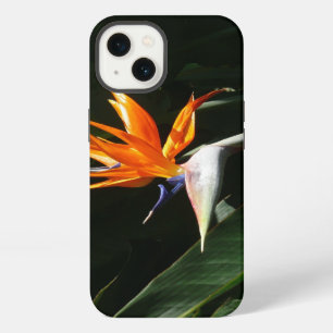 Etui iPhone 13 Fleur tropicale orange oiseau de paradis