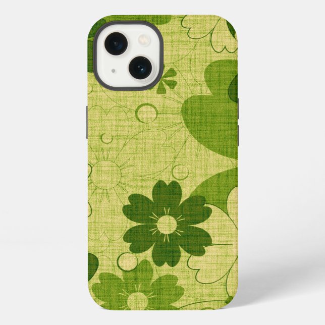 Coque iPhone Fleur verte tendance Vintage (Verso)