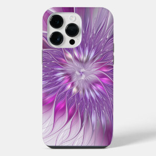 Coque Pour Pour iPhone 14 Pro Max Fleur violette rose Passion Abstrait Art fractal