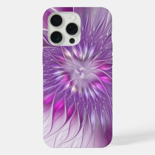 Coque iPhone 15 Pro Max Fleur violette rose Passion Abstrait Art fractal