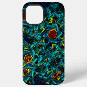 Coque iPhone 12 Pro Max Fleur virtuelle dans un dégradé bleu, brisée
