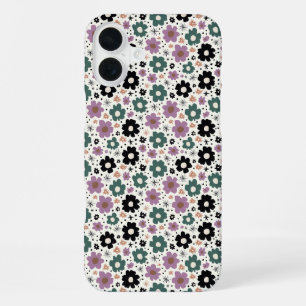 Coque iPhone 16 Plus Fleurissement capricieux vert et violet