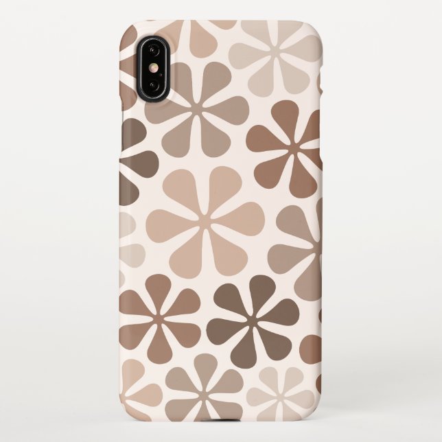 Coque iPhone Fleurs Abstraites (B) Crème Brown de Taupe (Dos)