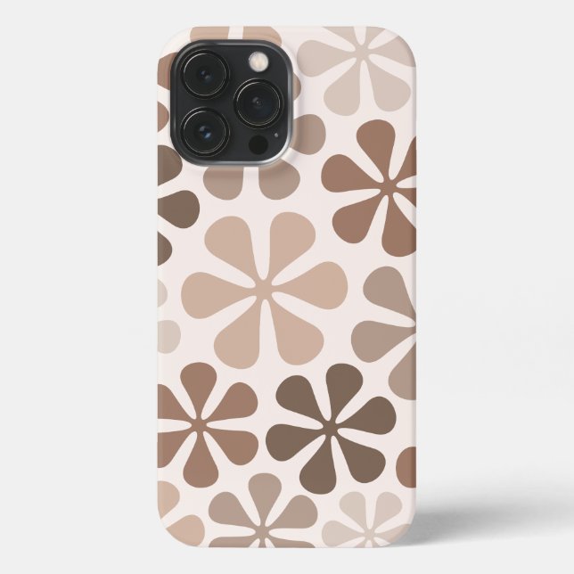 Coque iPhone Fleurs Abstraites (B) Crème Brown de Taupe (Verso)