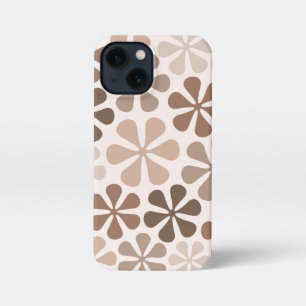 Etui iPhone 13 Mini Fleurs Abstraites (B) Crème Brown de Taupe