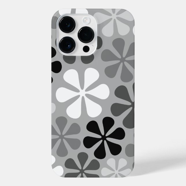 Coque iPhone Fleurs Abstraites Gris noir blanc (Verso)