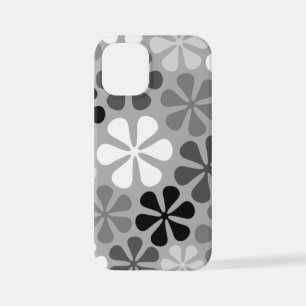 Coque iPhone 12 Mini Fleurs Abstraites Gris noir blanc