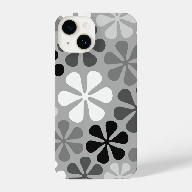 Coque iPhone Fleurs Abstraites Gris noir blanc (Verso)